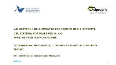 Valutazione dell'impatto economico delle attività nei porti di Trieste e Monfalcone in termini occupazionali, di valore aggiunto e di entrate fiscali
